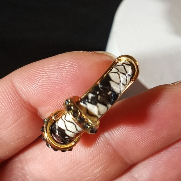 Gold and snake skin hoops - Picture 3 of 4